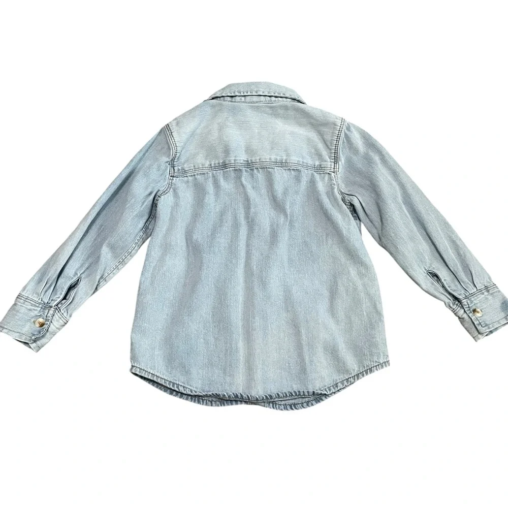 Old Navy Toddler Girls Long Sleeve Light Wash Denim Button Down Top Size‎ 4T